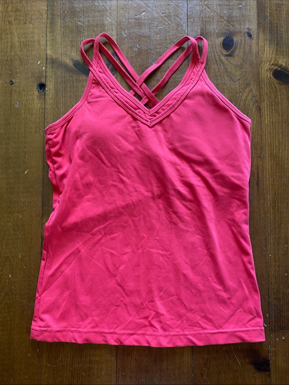 Kyodan Coral Pink Strappy V-Neck Tank Top